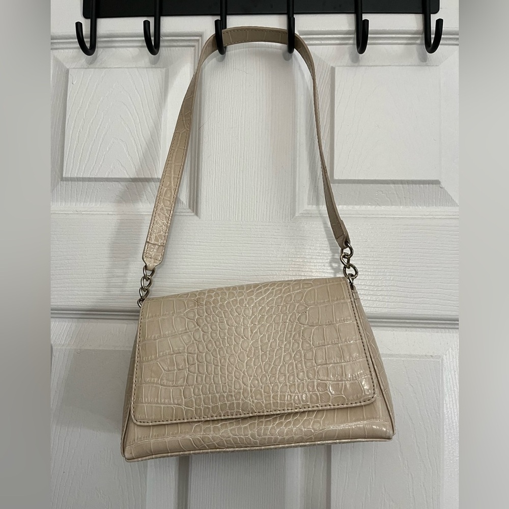 Snake Print White Small Shoulder Bag